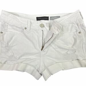 Aeropostale Distressed Denim Tomboy Shorts Size 4 White Measurements Included
